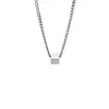 Pendant Necklaces Xxixx Punk Cube Pendient For Men Women Unisex Stainless Steel Square Charm Jewelry Necklace Geometric Fashion X-68