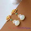 Dangle Boucles D'oreilles Lustre Jade Bénédiction Sac Bijoux Oreille Goujons 925 Argent Accessoires De Mode Charme Véritable Pierre Vintage Naturel Femmes Blanc