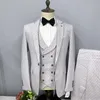 Ternos Masculinos Blazers Masculinos Tamanho UE 2023 Moda Polka Dot Terno Masculino 3 Peças Masculino Casamento Blazer Colete Calças Cavalheiros Prom Noivo Smoking