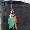 Keychains 2 Pack Mini Green Leaf Keychain Outdoor Creative Key Accessories Folding Pocket Chain