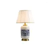 Tafellampen Chinese stijl blauwe en witte porseleinen lamp prachtige luxe volledige decoratieve lichten voor villa's woonkamers