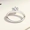 Cluster Rings Silver 925 Original PT950 PLATED 1-5 RUND Brillant Cut Diamond Test Past Quality D Color Moissanite Wedding Ring