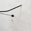 Dingle örhängen släpp anti Lost Earring Airpods Women White Pearl Long Chain Ear Clip Cuff S925 Needle SMYELLTY