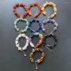 Brin 7 Chakra Irrégulier Puce Perles Bracelet À La Main 14 K Plaqué Or Fil Enroulé Chaîne Femmes Fille Tumblestone 1pc