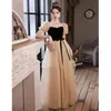 Party Dresses Sexy Square Collar Puff Sleeve Bow Belt Back Bandage A-Line Evening Dress Bride Bridesmaid Wedding Tulle Prom Gowns Vestidos