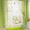 Stickers muraux Chambre Rideaux Pour Salon Cuisine Moderne Imprimé Floral Voir À Travers La Fenêtre Tissu Tulle Rideau Transparent