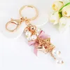 Keychains Creative Bead Bow Key Chain Star Pendant Ring Five-pointed Pentagram Keyring Fashion Jewelry Drop