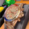 Herrenuhr 43mm automatische mechanische Regenbogen-Diamant-Uhren für Herren-Armbanduhr-Edelstahl-Lebens-wasserdichte Geschäfts-Armbanduhren