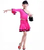 Scene Wear Childrens-Fancy-Dress Latin Dance Dress Girls Costumes Samba Costume Kids Single Sleeve Ballroom Salsa Dresses