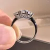 Cluster Ringe 10 Karat Au417 Weißgold Damen Ring 3 Stück Moissanite Diamanten Rund Elegant Hochzeit Verlobung Jahrestag Geschenk Trendy