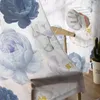Rideau aquarelle fleurs Texture Tulle rideaux pour salon cuisine chambre pure café El moderne décor à la maison