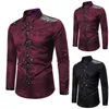 Camisas casuais masculinas Men Splicing Punk Steam Business Leisure Retro Sleeved Blouse Top Top