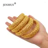 Bangle Jin Hui Fashion Gold Color Banles for Women Bride Bracelets Etiopian/France/African/Dubai Biżuteria Prezenty ślubne