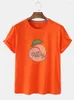 Camisetas de algodón con estampado de melocotón para mujer, camiseta de manga corta con cuello redondo, informal, Unisex, de talla grande, color rosa, 2023