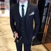 Costumes pour hommes Blazers Spot Blue Suit Hommes Slim Striped Business Casual One Button Three-piece Wedding