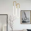 Lustres Moderne Italien Or En Forme De U Tube Pendentif Éclairage De Luxe Lustre Salon LED Suspension Lampes PA0559