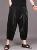 Męskie spodnie męskie swobodne wiosenne i jesień solidny kolor czarny jasny materiał luźna luźna moda z szerokości dziewięciocalowej nogi prosta