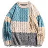 Maglioni da uomo Color Block Patchwork maglione lavorato a maglia Uomo Donna Hip Hop Streetwear Pullover allentato Harajuku Maglione Oversize Top 2023