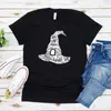 Kvinnors T-skjortor Witch Hat Halloween Shirt Fall For Women Pumpkin Graphic Ladies Tee Kort ärm T-shirts Toppar TEES KVINNA KVINAL