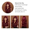 Long Wavy Wine Red Synthetic Wigs Natural Wave Afro Wigs With Bangs for Black Women Cosplay Costume Wig Heat Resistant Fiberfact