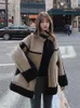 Women's Trench Coats One Fur Lamb Wool Coat Women 2023 Grain Velvet Thick Loose Motorcycle Winter Casual Jacket Overcoat High Quality