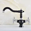 Rubinetti per lavabo da bagno Bronzo lucidato a olio nero Ottone cromato argento Vaso da cucina Bacino Girevole Beccuccio Miscelatore Rubinetto Rubinetto per acqua Anf493