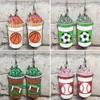 Dangle Earrings Sporty Jewelry For Girl Baseball Basketball Softball Charms Icecream Cup Wood Women