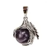 Pendanthalsband China Dragon Claw Wrapped Unisex Jewelry Collection Natural Stone Ball Bead For DIY Handmade Purple Crystal