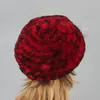 Baskenmützen Herbst Für Frauen Echte Rex Pelzmütze Mode Hohe Qualität Gestrickte Elastische Winter Echte FrauenBeretsBerets