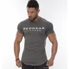 Heren t shirts heren katoenen katoen korte mouw shirt zomers gyms fitness bodybuilding strak t-shirt mannelijk merk tees tops man casual workout kleding