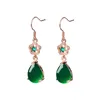 Baumelnde Ohrringe Elegante grüne Jade Achat Smaragd Edelsteine Diamanten Tropfen für Frauen 18 Karat Roségold gefüllt Schmuck Bijoux Geburtstagsgeschenke