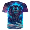 Męskie koszulki harajuku zwykła koszula 3 dt T-shirt Lion odzież nadrukowana głowa z krótkim rękawem