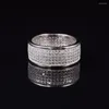 Ringos de cluster Luxo parágrafo moda 925 Sterling Silver Gemstone Ring Shining 286pcs dedo de diamante simulado completo para mulher presente