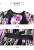 Abiti casual WTIANYUW 2023 Summer Designer Runway Abito floreale Stampa floreale viola Maxi Trendy su Tumblr Vestidos