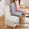 Housses de chaise Couverture universelle tout compris Couleur unie Jupe élastique Style Ménage Table à manger et tabouret monobloc