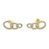 Stud Earrings Gold Color Multi Layer For Women Brand Designer Jewelry Oversized Dainty CZ Circle Geometric Drop Earr