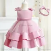 Vestidos de menina meninas meninas de roupas infantis forma de criança arco princesa malha tutu skirt flor wedding e18623