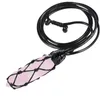 Pendant Necklaces Natural Crystal Point Stone Hexagonal Necklace Adjustable Cord Lucky Amulet For Men Women Jewelry