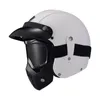 Motorfiets helmen grijs lederen open gezicht helm retro stijl motor motor casco de moto dot 5 size gratis cadeau