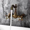 Bathroom Sink Faucets Antique Basin Kitchen Mixer Tap And Cold Mop Pool Wall Mounted Taps Dual Handle Faucet