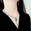 Collana Orecchini Set Foydjew Gioielli di design di lusso Simulazione Gemma verde smeraldo Girocollo Collane Drop Banchetto per le donne