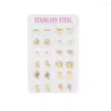 Stud -oorbellen 12 pair/set gouden kleur roestvrij staal voor vrouwen minimalistische ster hart vlinder bloemvorm kleine studs sieraden