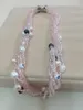 Łańcuchy ręcznie wiązany naszyjnik 6 sznurków Twist Naturalne wielokolorowe słodkowodne perełki szklane szklane łańcuch swetra Około 46 cm biżuterii mody