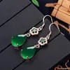 Baumelnde Ohrringe Elegante grüne Jade Achat Smaragd Edelsteine Diamanten Tropfen für Frauen 18 Karat Roségold gefüllt Schmuck Bijoux Geburtstagsgeschenke