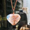 Kettingen Natuurlijke agaat Stone hanger ketting voor vrouwelijke meisjes handgemaakte draad gewikkeld hart bruiloft sieraden geschenken