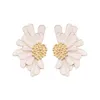 Boucles d'oreilles Dvacaman déclaration émail goutte à goutte huile peinte à la main fleur blanche pour les femmes bohème pétale doux bijoux