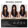 Svart långa syntetiska peruker med lugg skiktade raka peruker värmebeständig för svarta kvinnor afro party cosplay naturlig kvinnlig wigf