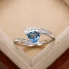 Wedding Rings Unique Blue Cubic Zirconia Series For Women Engagement Bands Fashion Jewelry Fancy Anniversary Gift 2023