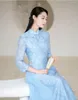 Etniska kläder 2023 ao dai klassisk stil aodai klänning full ärm kvinnor blommuttryck vietnam elegant parti oriental qipao