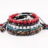 Strand Cute Design Cube ShapedNatural Stone Hematite Beaded Braided Macrame Jewelry Bracelet Men Women